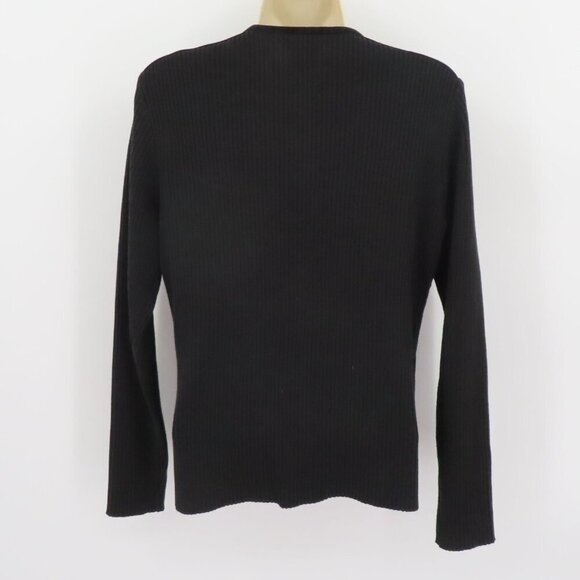 Escapade Women Large Y2K Black Suede Leather Knit Zippered Light Jacket Coat - Picture 6 of 12